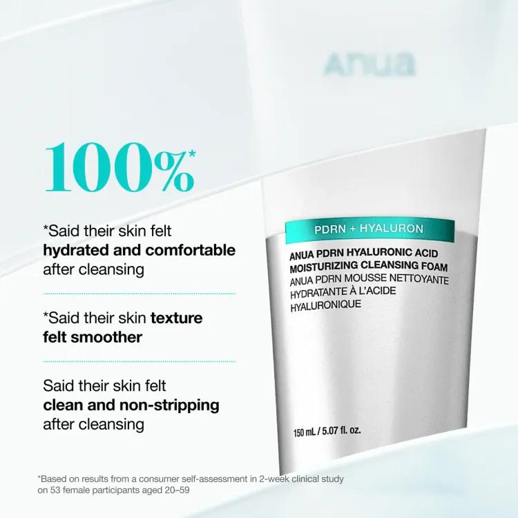 Anua Pdrn Hyaluronic Acid Moisturizing Cleansing Foam, 150ml