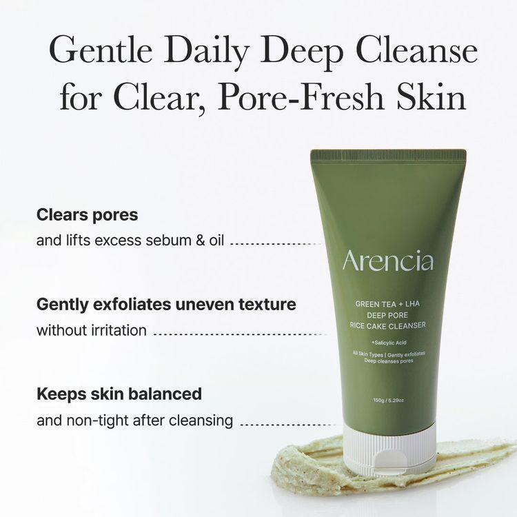 Arencia Green Tea + Lha Pore Rice Cake Cleanser 150g