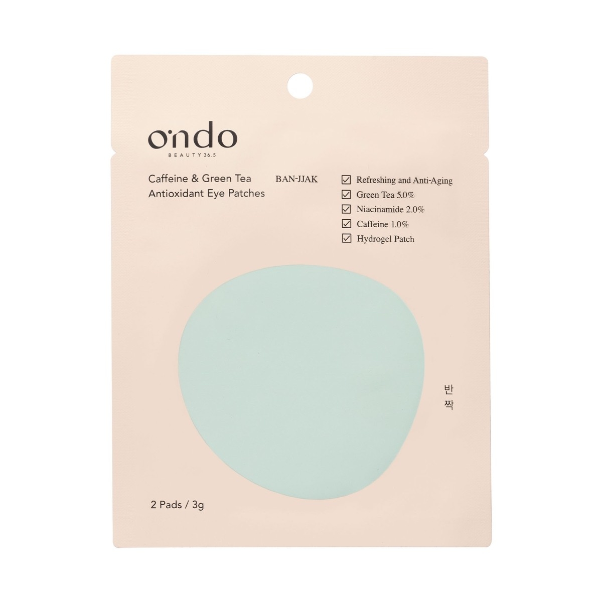 Ondo Beauty 36.5 Caffeine & Green Tea Antioxidant Eye Patches 3g (2 Patches)